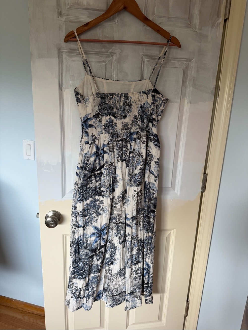 Strapless Blue & White Floral Midi Dress - Picture 3 of 4